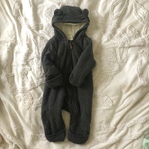 H&M baby warm zip up fur lined onesie.